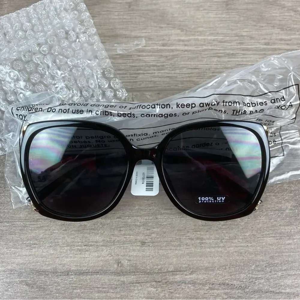 Torrid Black Square Smoke Lens Side Vent Sunglasses Sz.OS NWT